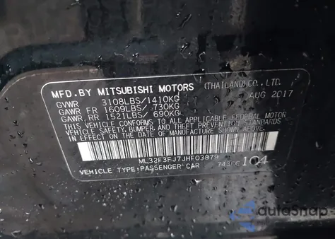 2018 Mitsubishi Mirage G4 Es from USA, damaged, VIN ML32F3FJ7JHF03879